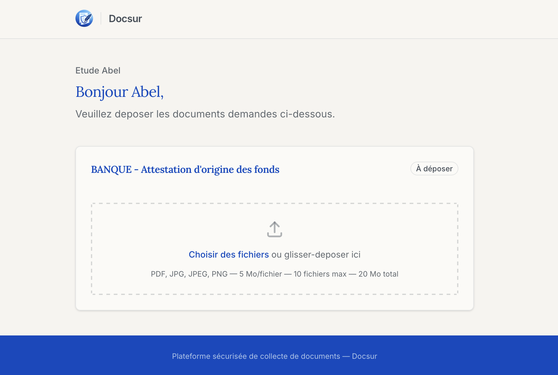 Le lien client le plus simple pour déposer des pièces