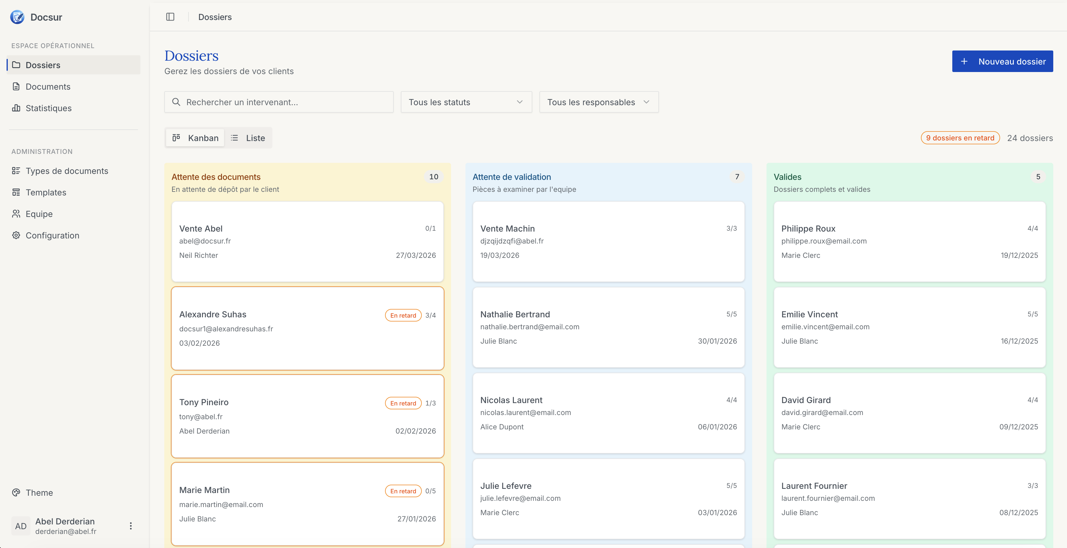 Validation et suivi côté étude
